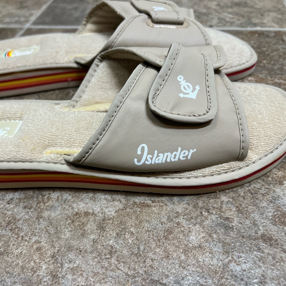 Vintage 80’ ISLANDER Rainbow Terry Cloth Slippers size 10